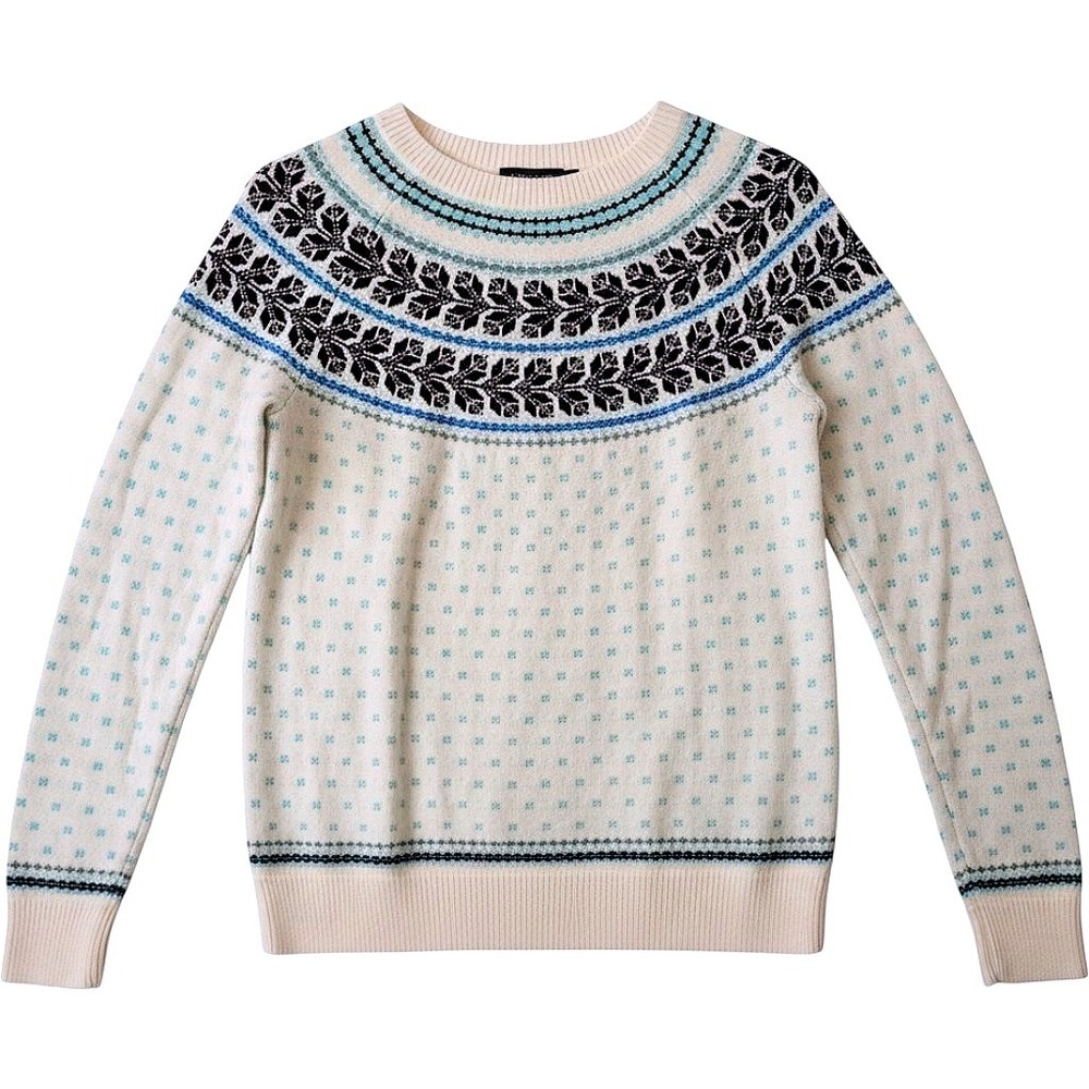 Talbots Petites Fair Isle Lambswool Blend Sweater Ivory Blue Black SP Apres Ski